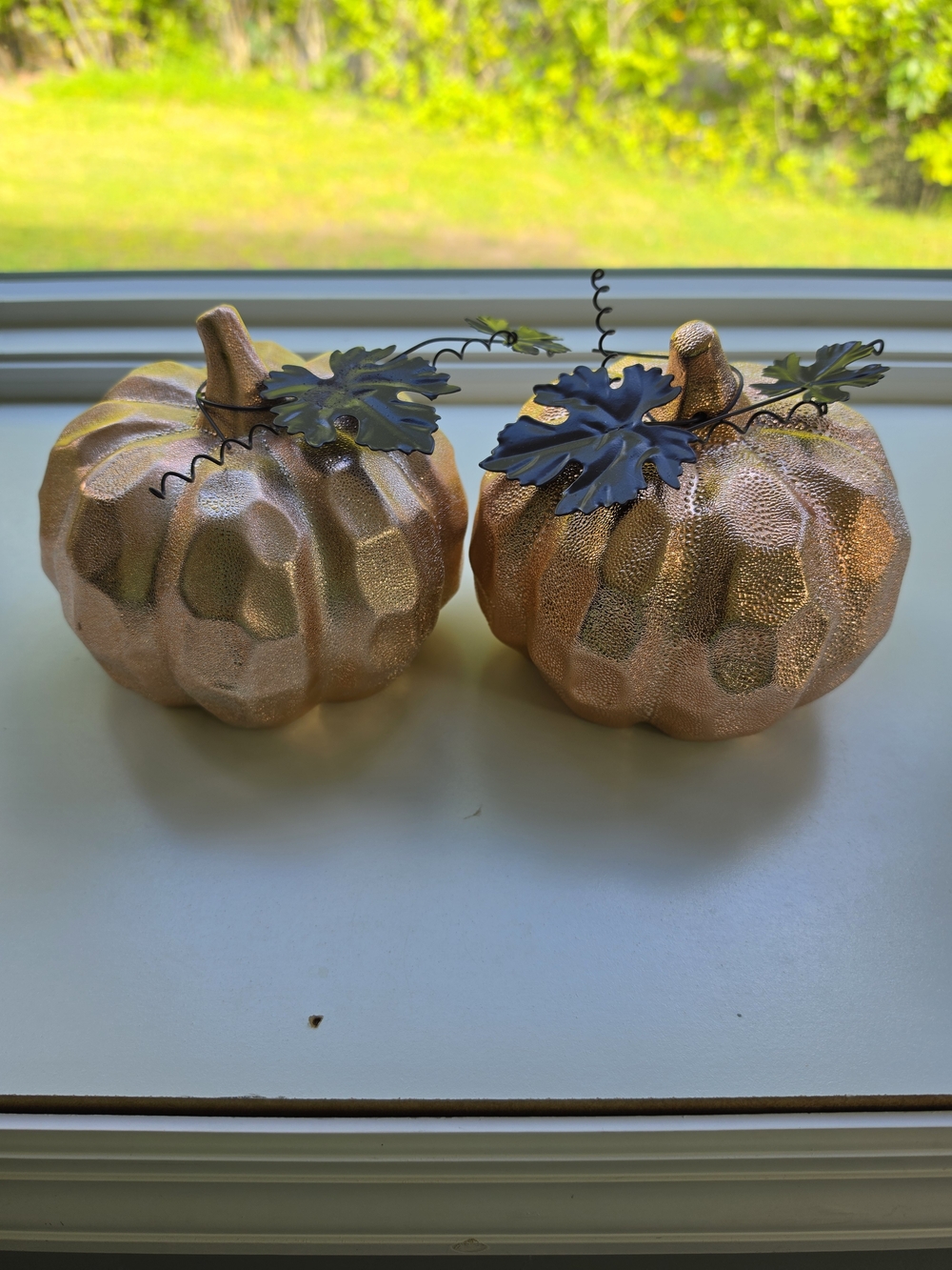 Set Of 2- Decorative Metallic Pumpkin Accents - Rose Gold